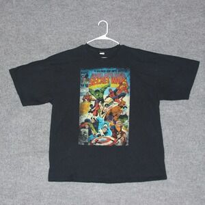 VTG Marvel Super Heroes Secret Wars Comic Cover T Shirt Men's Black Graphic Tee